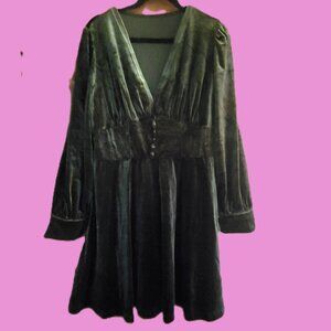 Cider Velvet Dress Women’s 1XL _Deep Forest Green